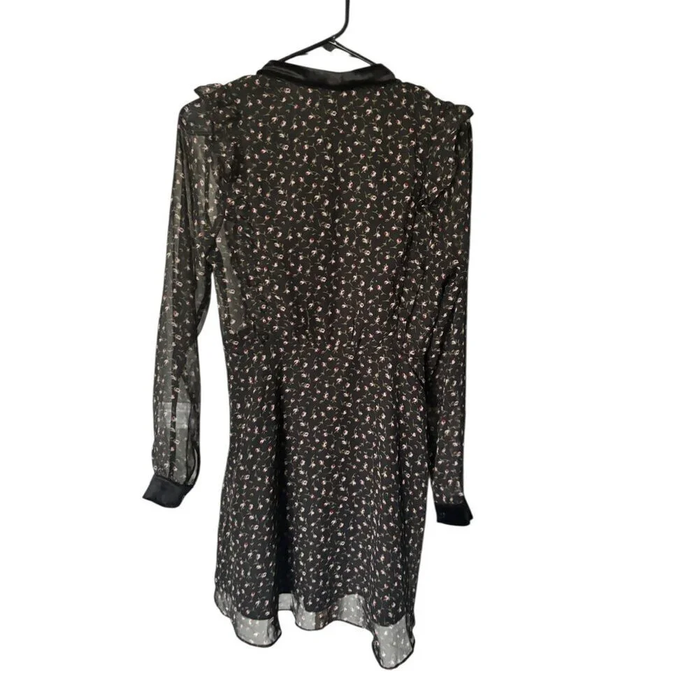 Lush Women's Black Floral Shear Short Dress
